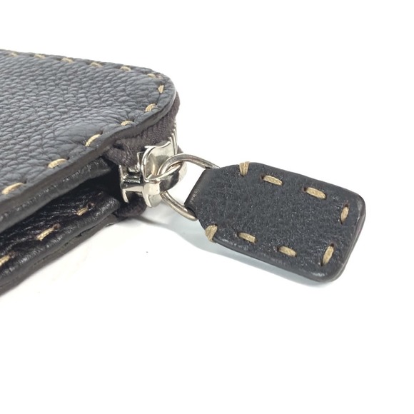 FENDI Selleria L-shaped clutch bag in leather for men, dark brown - Picture 8 of 11